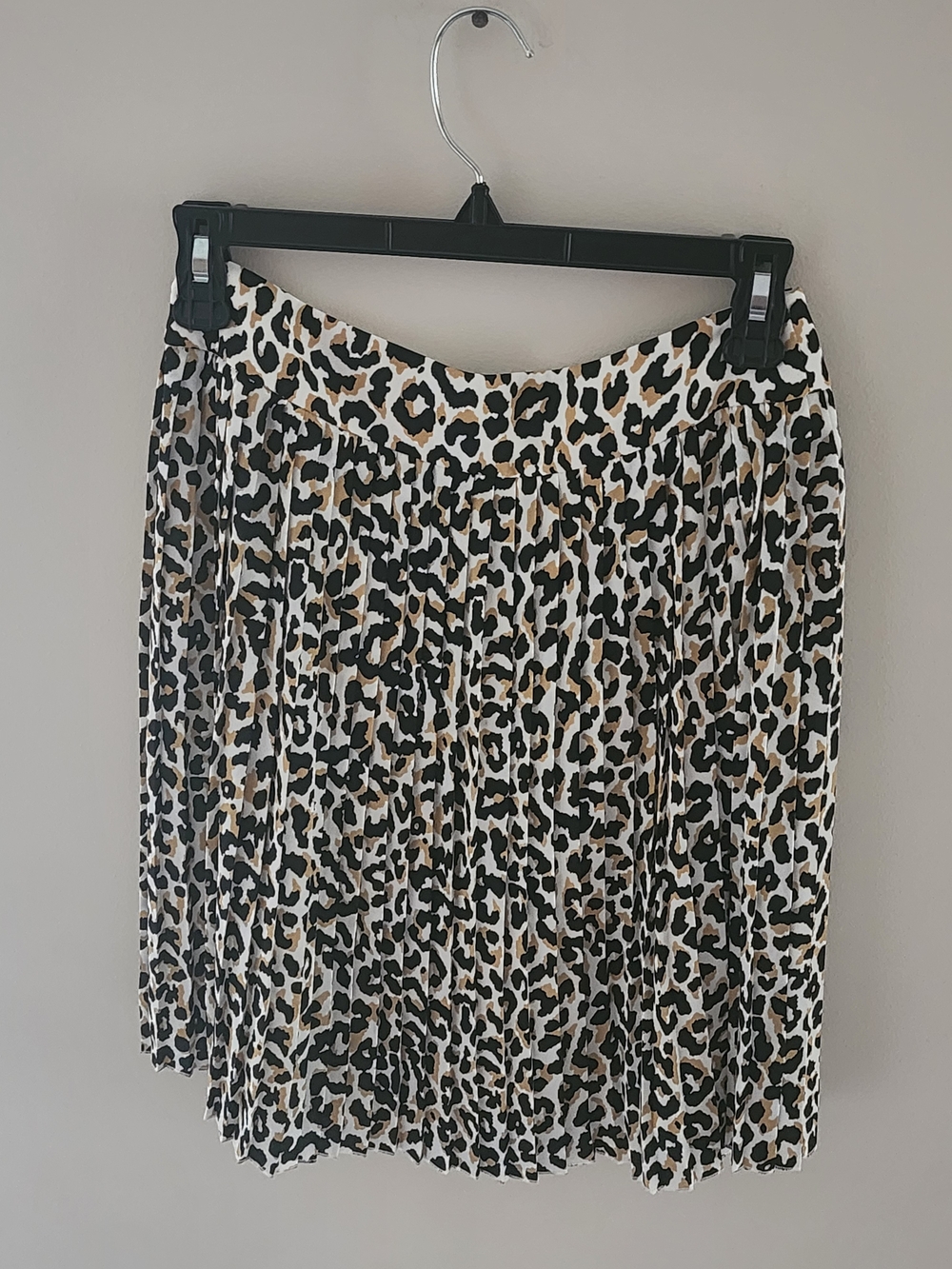 J. Crew Pleated Leopard Print Skirt - Black, Brown & White